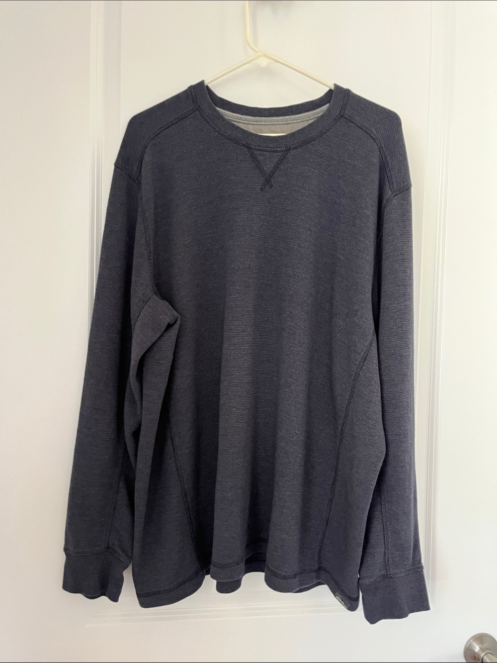 Eddie Bauer Blue Thermal Crewneck Henley Long Sleeve Tee